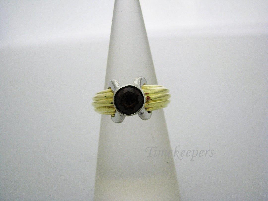 a887 Vintage Unique Henri Carre Two Tone Ruby Ring in 18k Gold Size 5.5