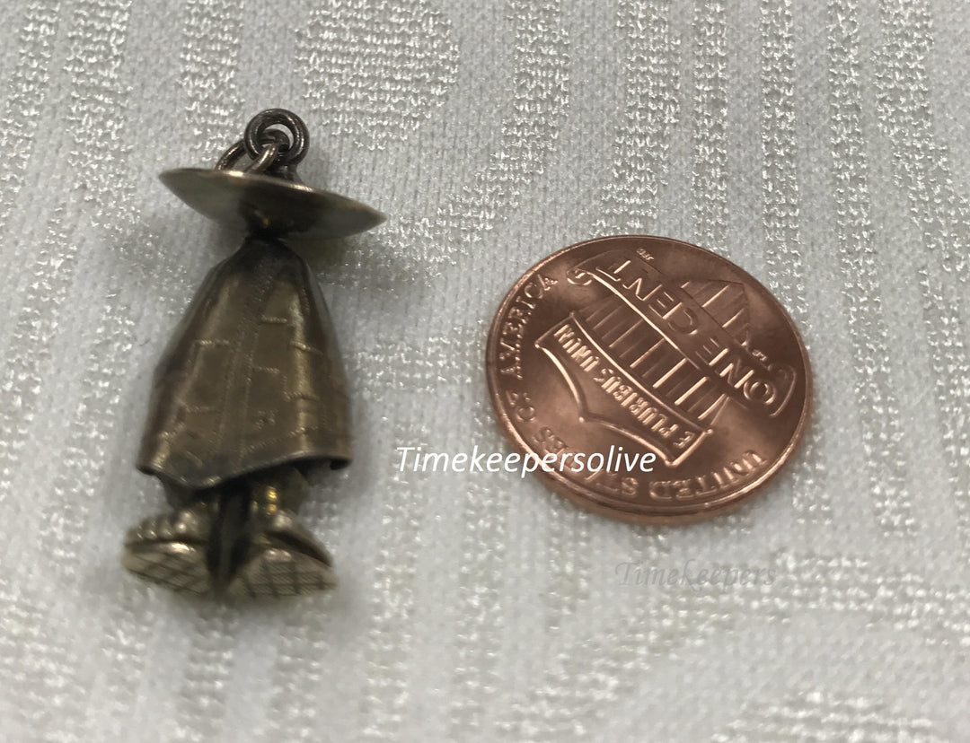 a632 Cute Vintage 14k Gold Sombrero Man Charm Pendant Perfect Collectible Gift