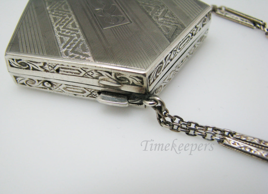 c002 Vintage Sterling Silver Wristlet Compact