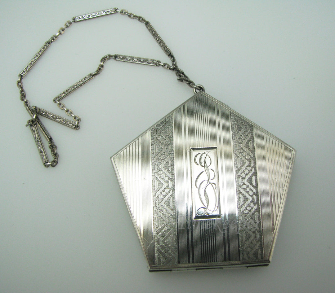 c002 Vintage Sterling Silver Wristlet Compact