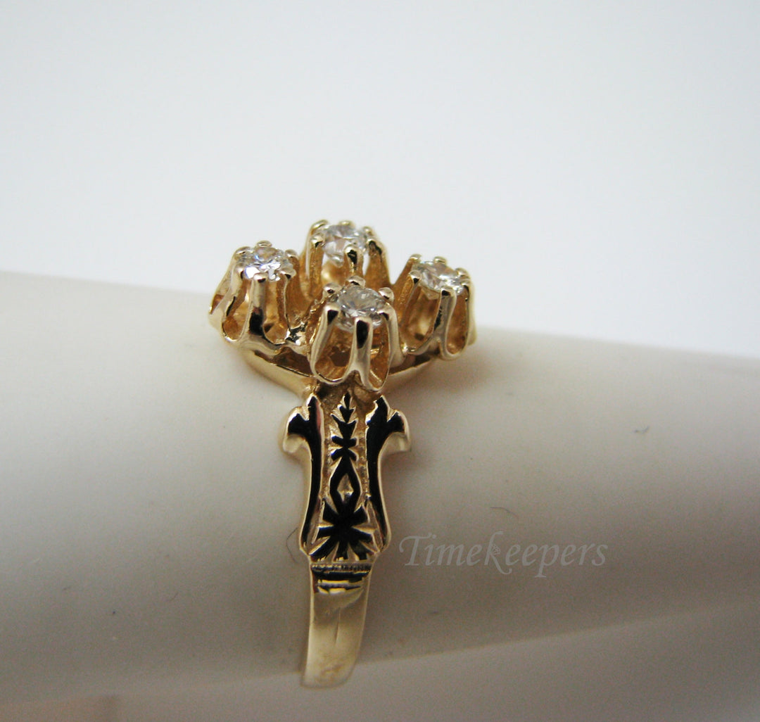 a982 Beautiful 14k Yellow Gold (4) Diamond Ring