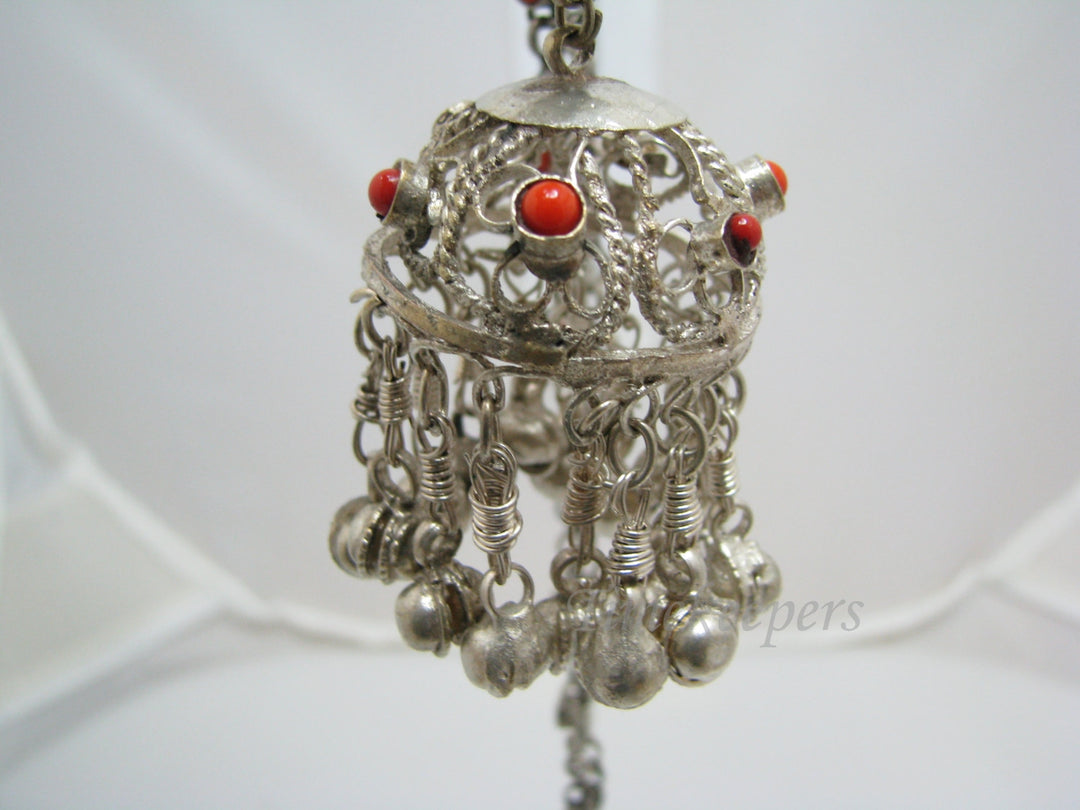 c295 Beautiful Art Deco Sterling Link Belt with Metal Tassel