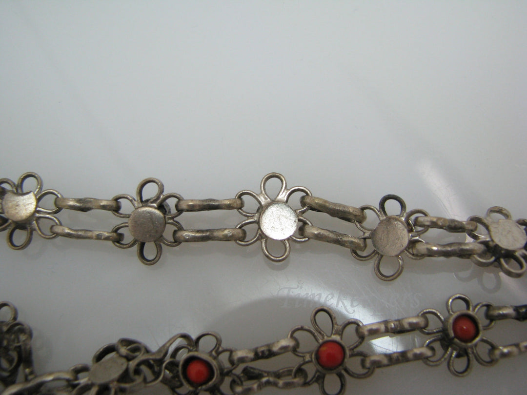 c295 Beautiful Art Deco Sterling Link Belt with Metal Tassel