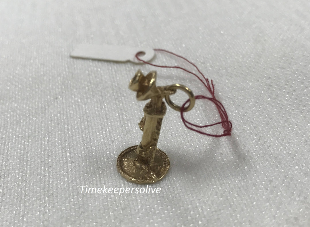 c629 Cute 14k Yellow Gold Elegant Stand Up Phone Charm Pendant Perfect Gift