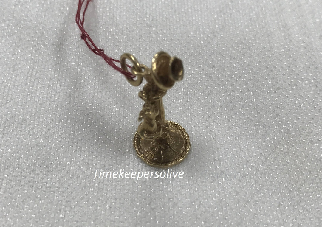 c629 Cute 14k Yellow Gold Elegant Stand Up Phone Charm Pendant Perfect Gift