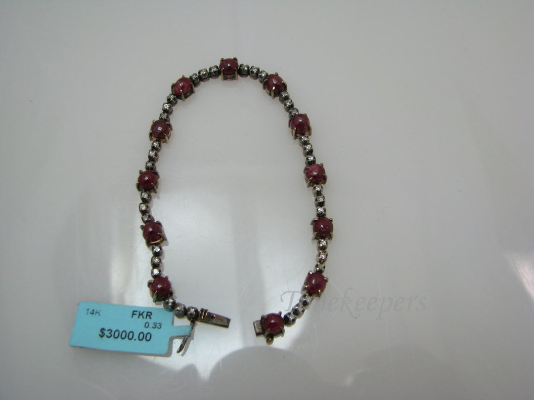 a543 Amazing Vintage 14k Yellow Gold Multiple Diamond and Ruby Bracelet
