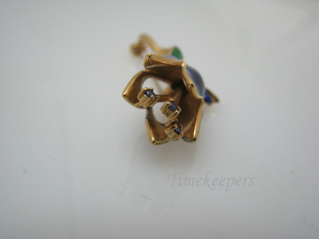 a733 Beautiful Enameled Blue Tulip Brooch