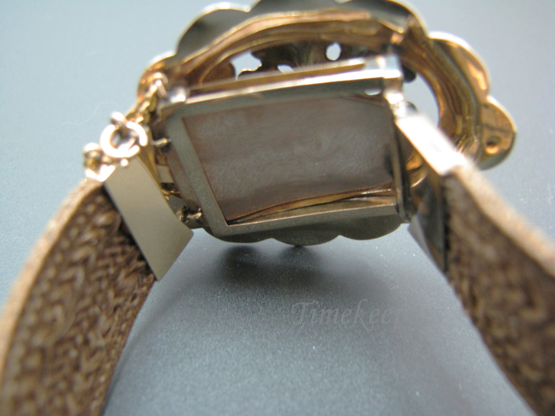 c096 Vintage 10kt Yellow Gold Woven Hair Mourning Bracelet with 10kt Yellow Gold Flower Center