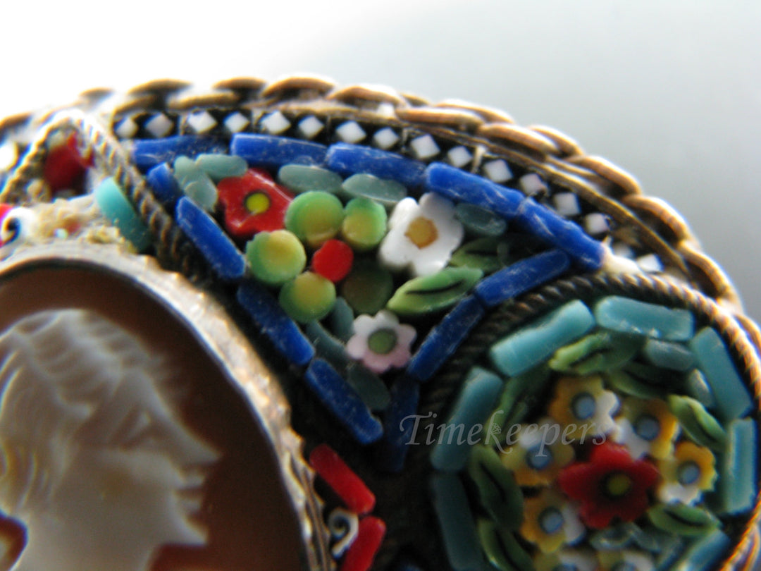 c670 Vintage Beautiful Italian Cameo Micro Mosaic Brooch