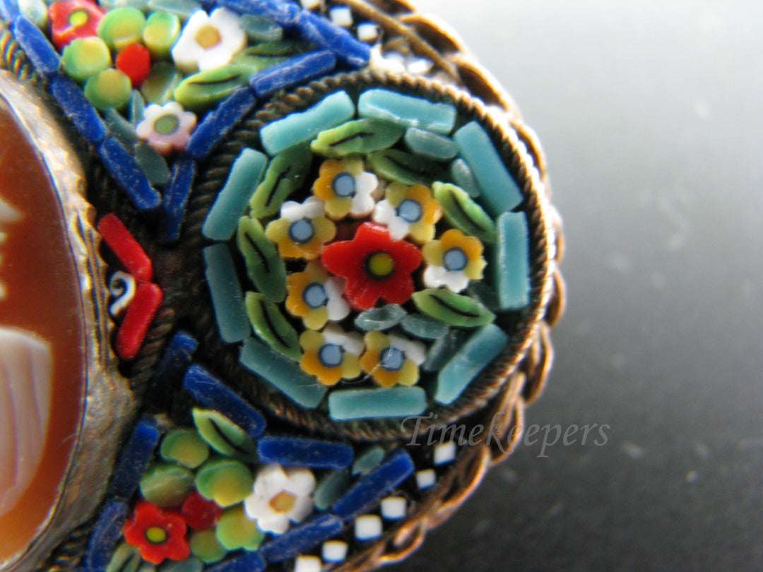 c670 Vintage Beautiful Italian Cameo Micro Mosaic Brooch