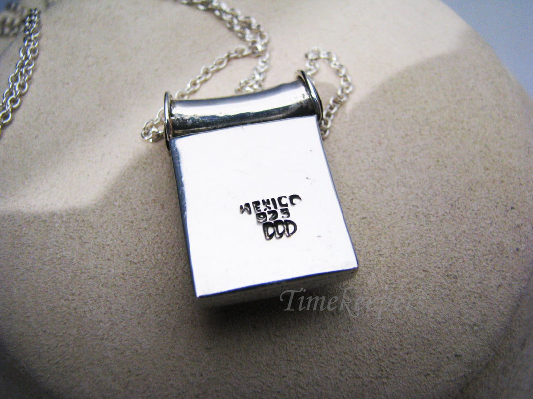 c377 Unique Sterling Silver Rectangle Pendant on Sterling Silver Chain