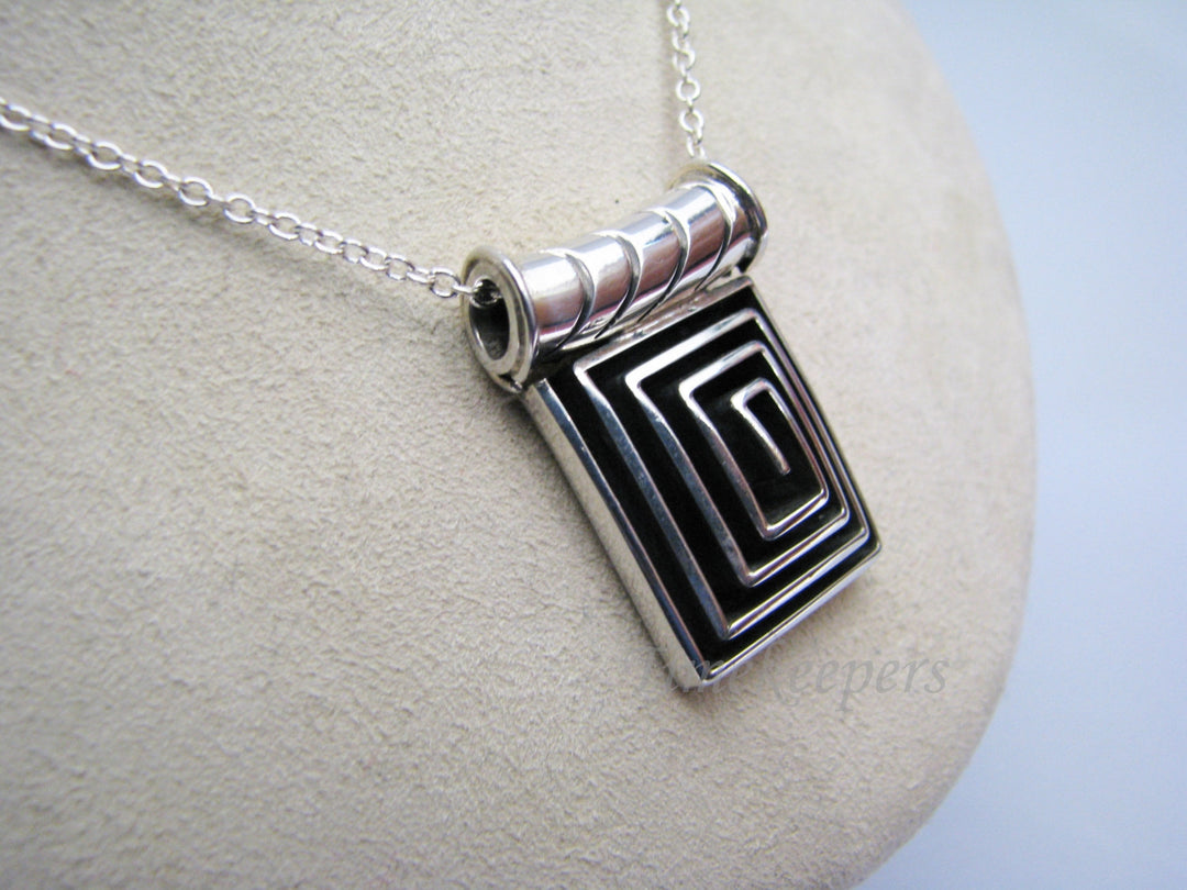 c377 Unique Sterling Silver Rectangle Pendant on Sterling Silver Chain