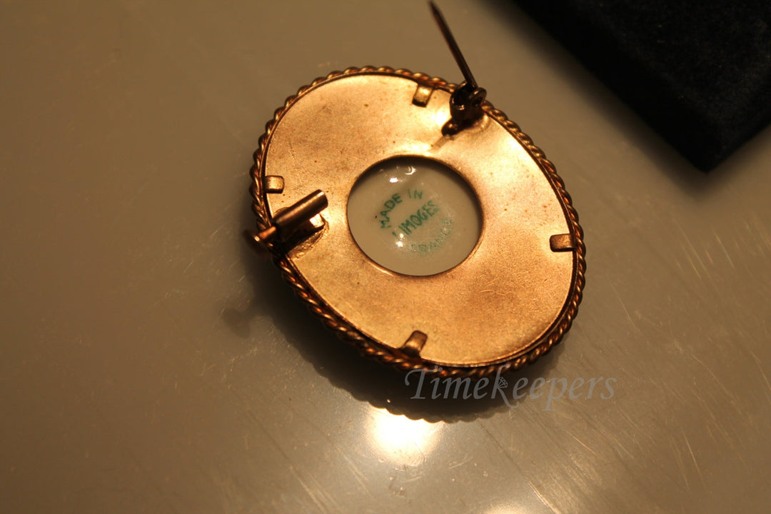 a698 Beautiful Hand Painted Portrait on Porcelain Brooch