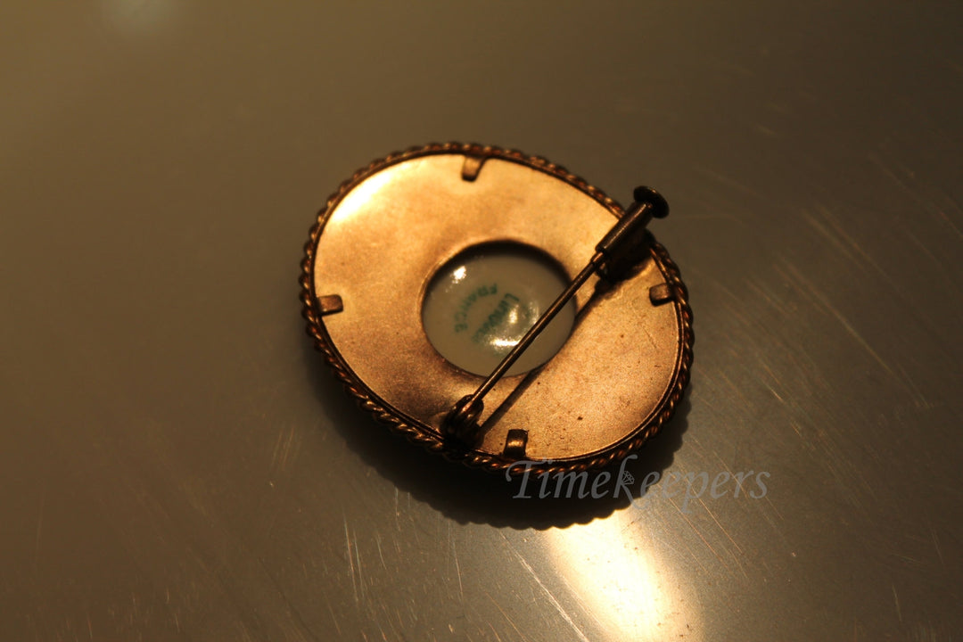 a698 Beautiful Hand Painted Portrait on Porcelain Brooch