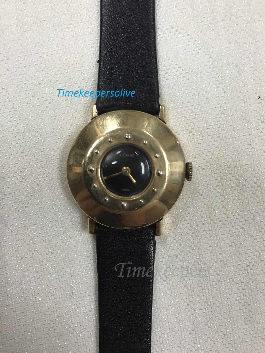 c091 Vintage Wide Bezel 1950s Le Coultre Original Watch Wristwatch 14k Gold