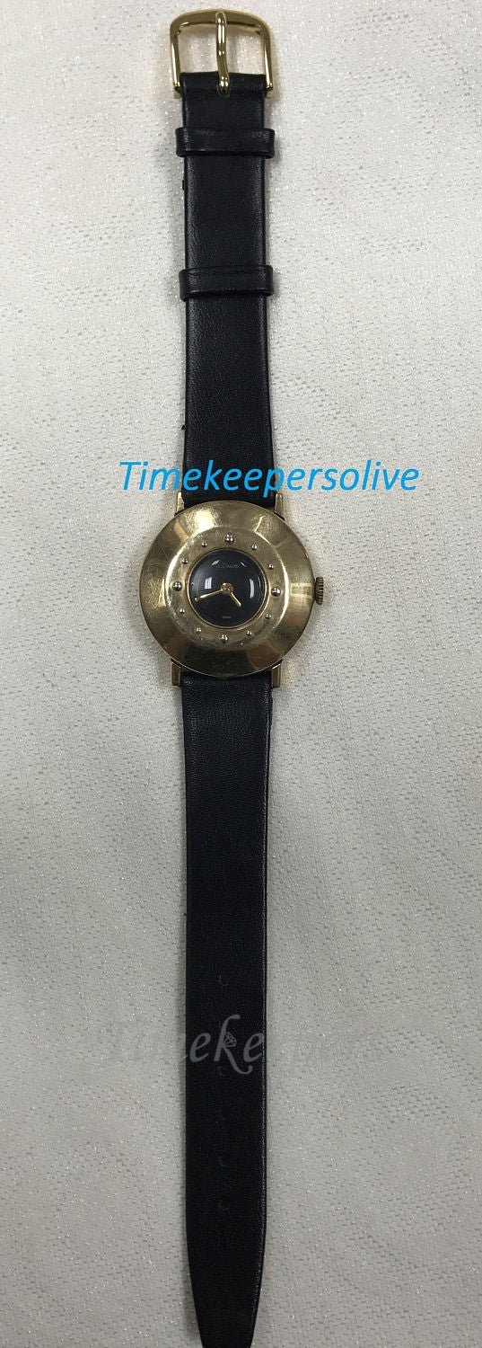 c091 Vintage Wide Bezel 1950s Le Coultre Original Watch Wristwatch 14k Gold