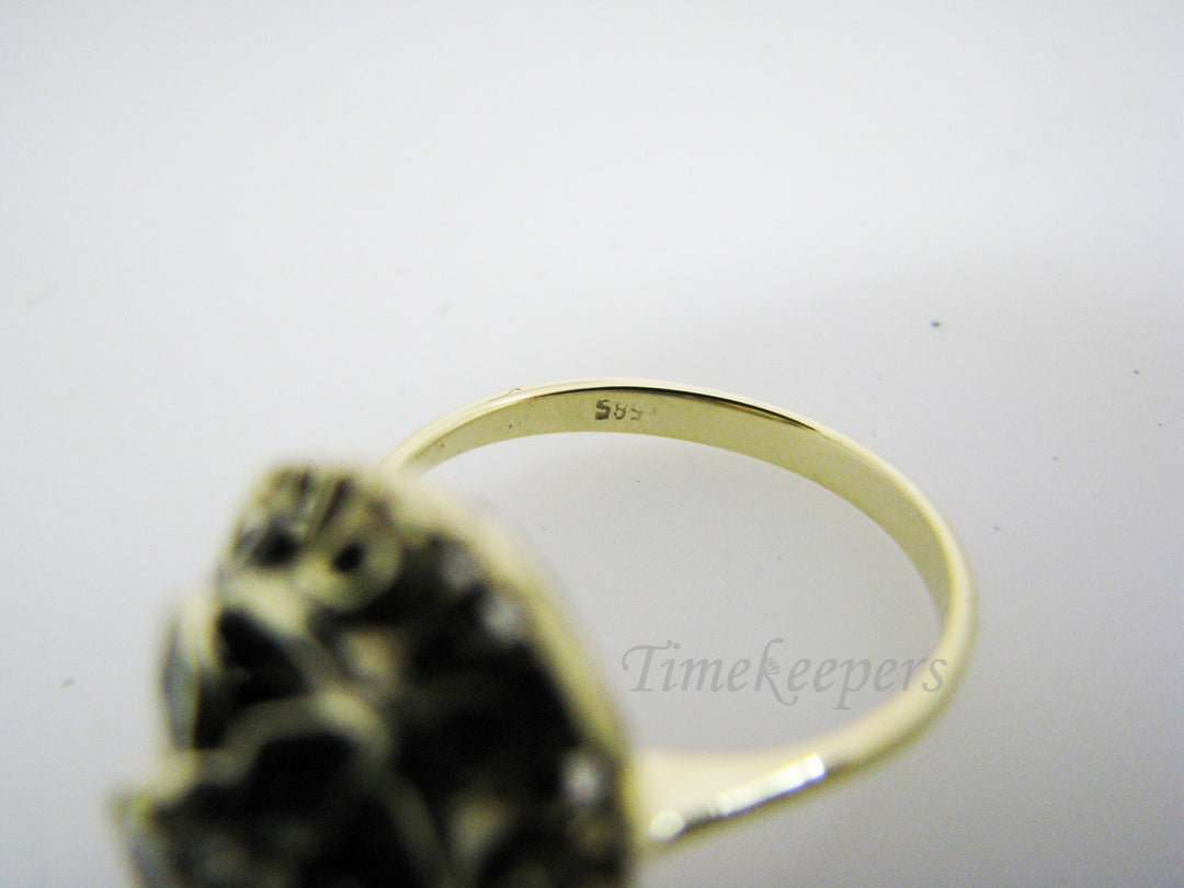 a284 Unique Vintage 14k Yellow Gold Diamond and Blue Enamel Ring