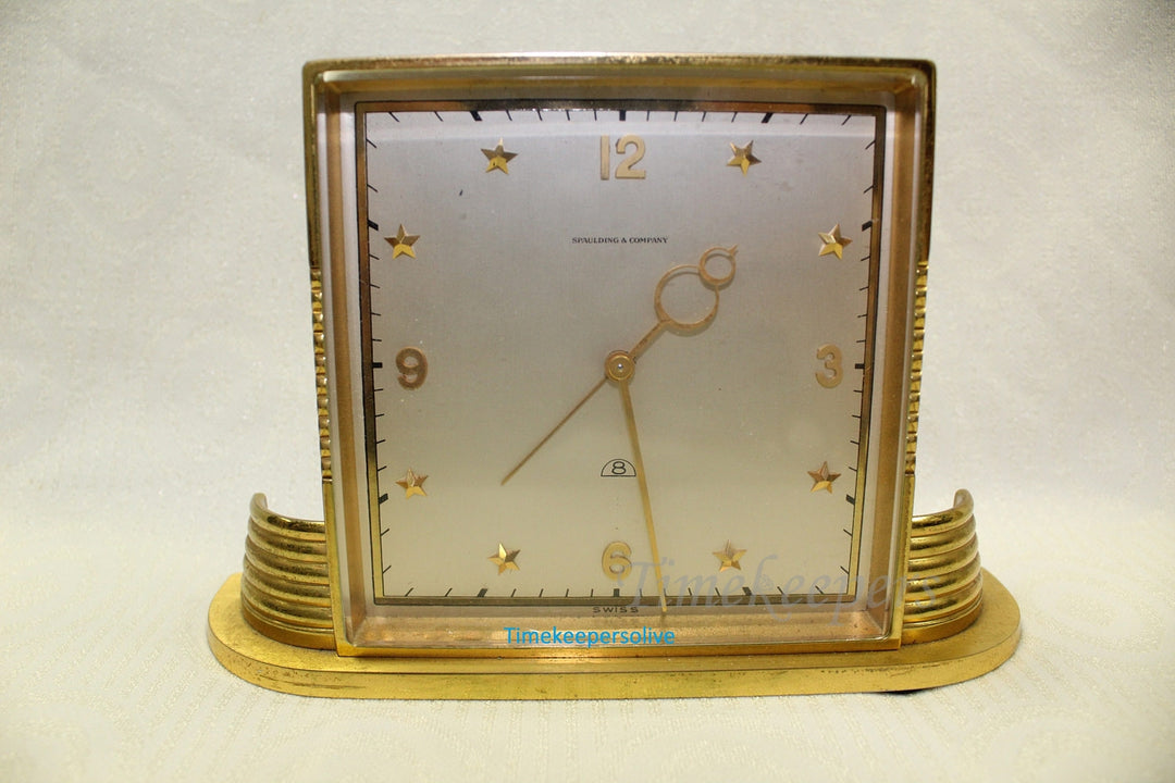 c667 Vintage Desk Spaudling &amp; Company Standing Clock 1950s Working Condition