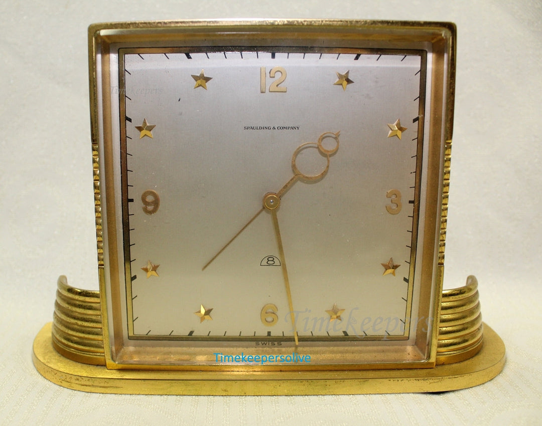 c667 Vintage Desk Spaudling &amp; Company Standing Clock 1950s Working Condition