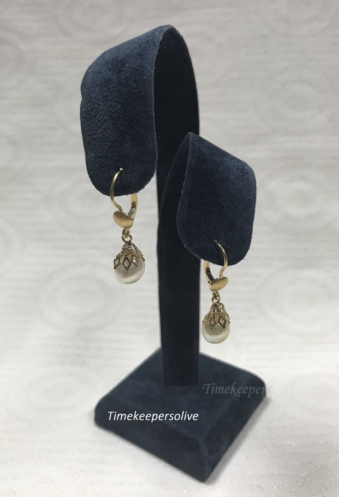 c608 Gorgeous Baroque Pearl Dangle Pierced Earrings in 14k Yellow Gold