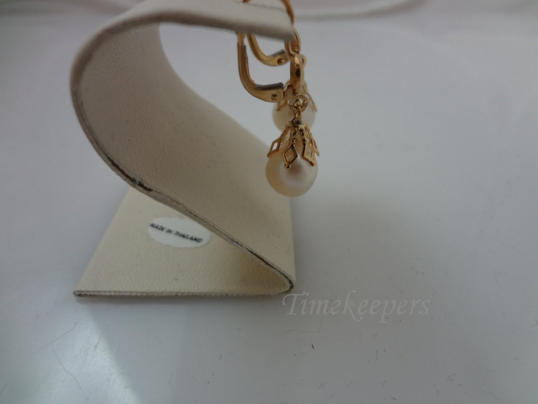 c608 Gorgeous Baroque Pearl Dangle Pierced Earrings in 14k Yellow Gold