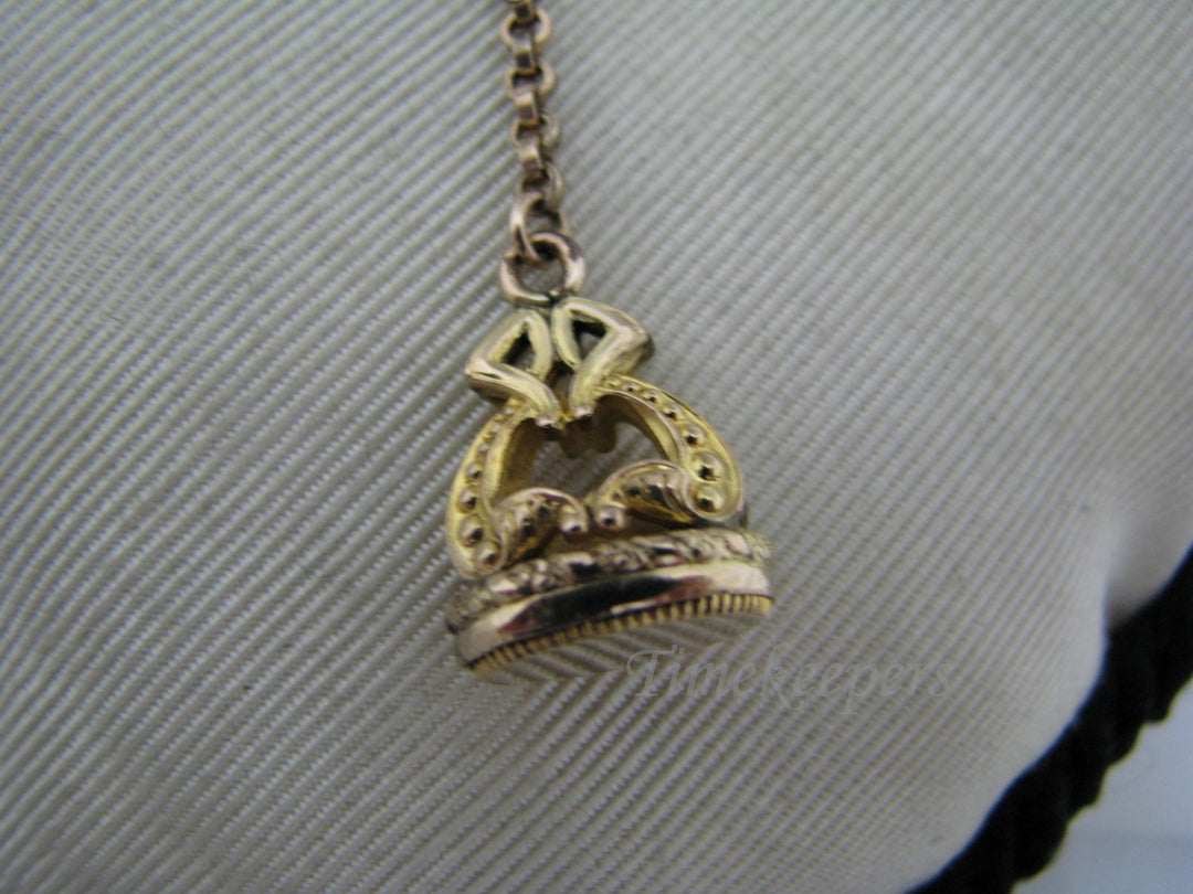 c060 Vintage Gold Filled Filigree Links Watch Fob with Pocket Watch Chain