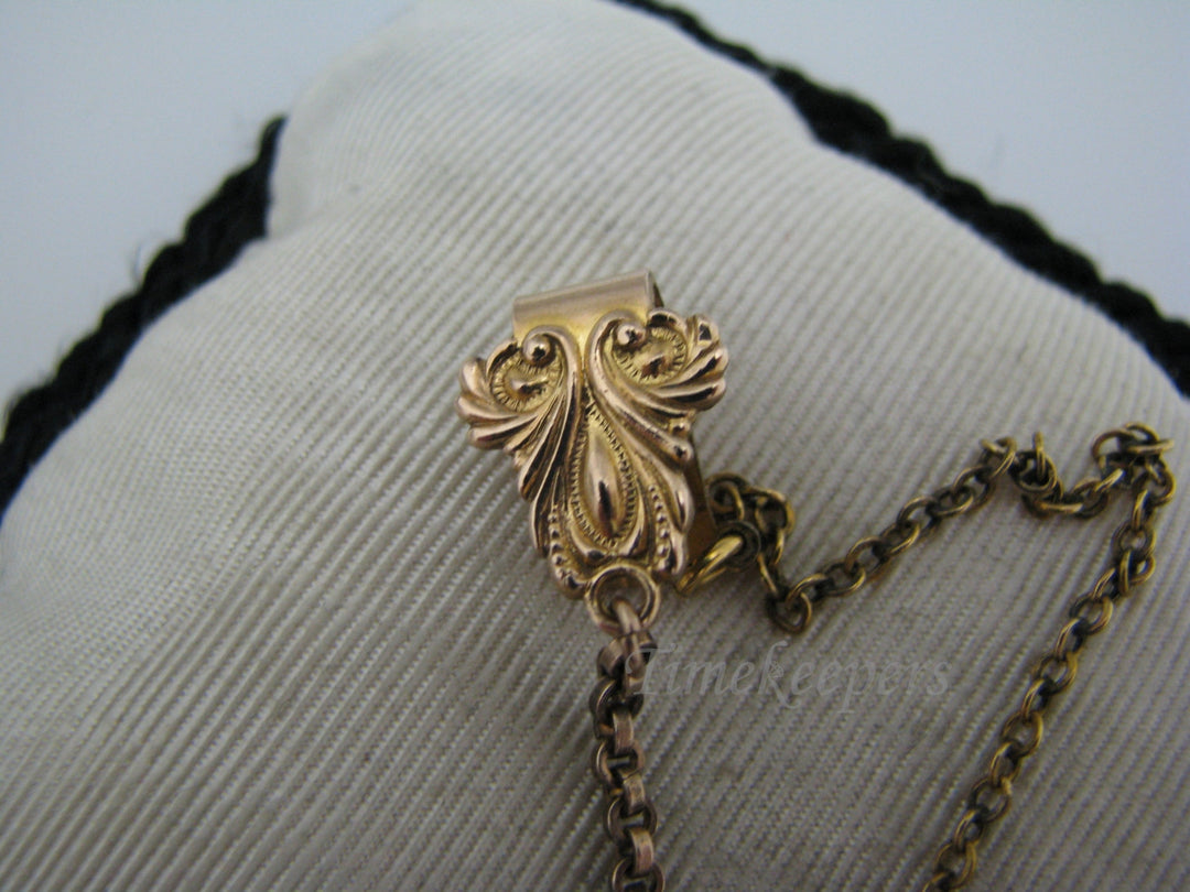 c060 Vintage Gold Filled Filigree Links Watch Fob with Pocket Watch Chain