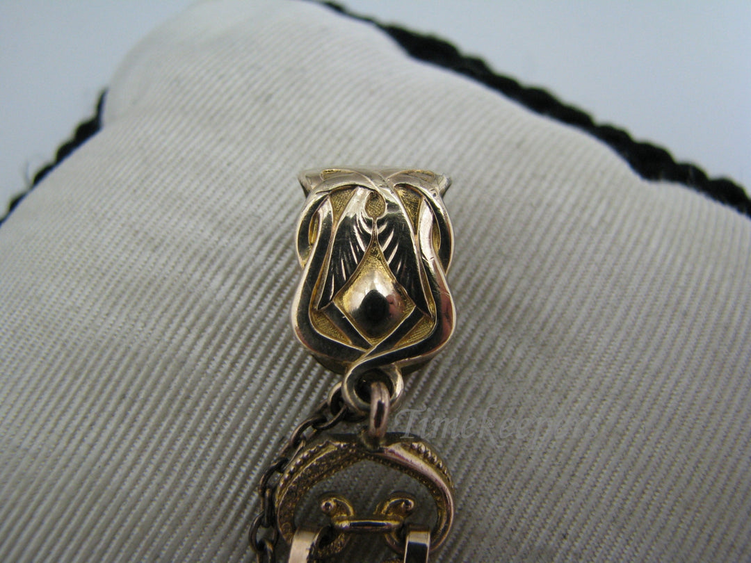 c035 Vintage Gold Filled 'X' Link Watch Fob with Pocket Watch Chain