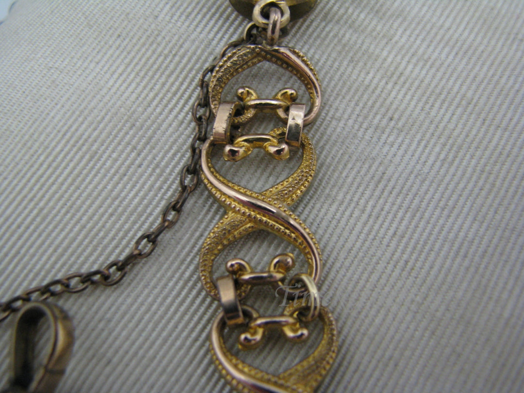 c035 Vintage Gold Filled 'X' Link Watch Fob with Pocket Watch Chain