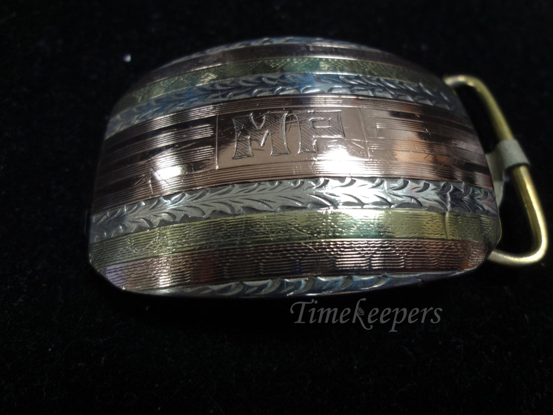 c363 Vintage Belt Buckle in Sterling Silver with Gold Plating