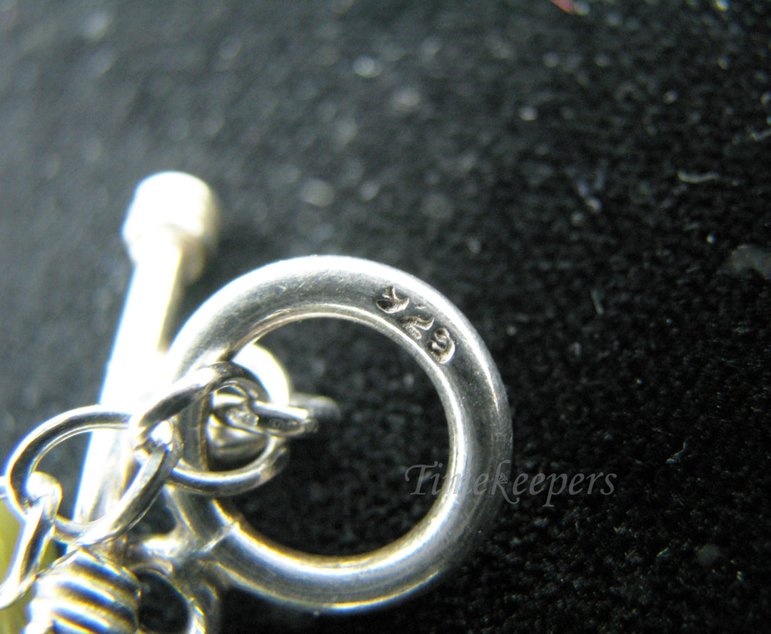 c346 Unique Beaded Green Stone Necklace with Sterling Silver Clasp