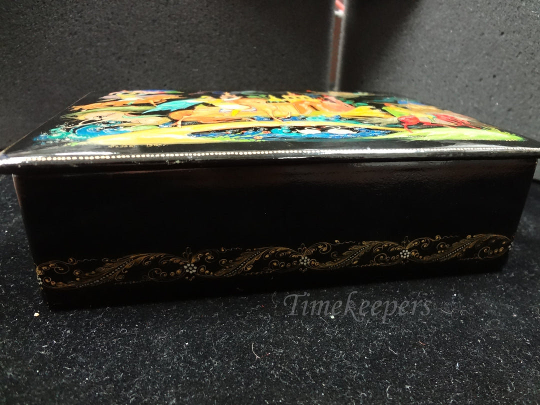 c524 Russian Palekh Tradition Painted Lacquer Box