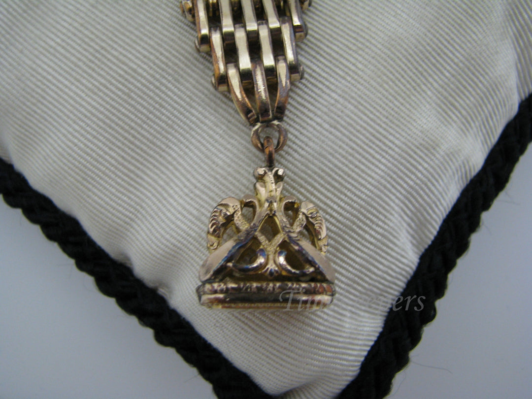 c351 Unique Geometric Bar Link Vintage Fob w/ Pocket Watch Chain on Waist clip