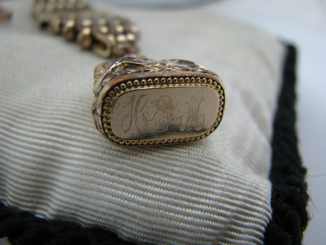 c351 Unique Geometric Bar Link Vintage Fob w/ Pocket Watch Chain on Waist clip