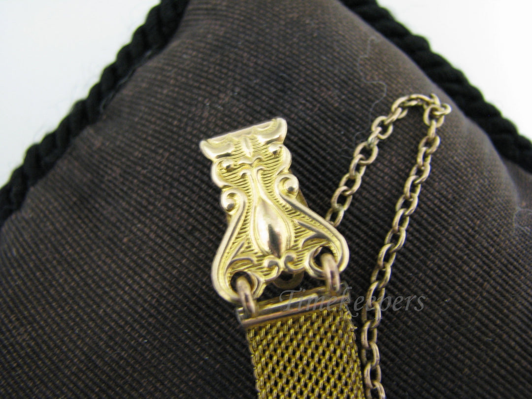 c338 Vintage Pocket Watch Chain and Mesh Fob on a Waist Clip
