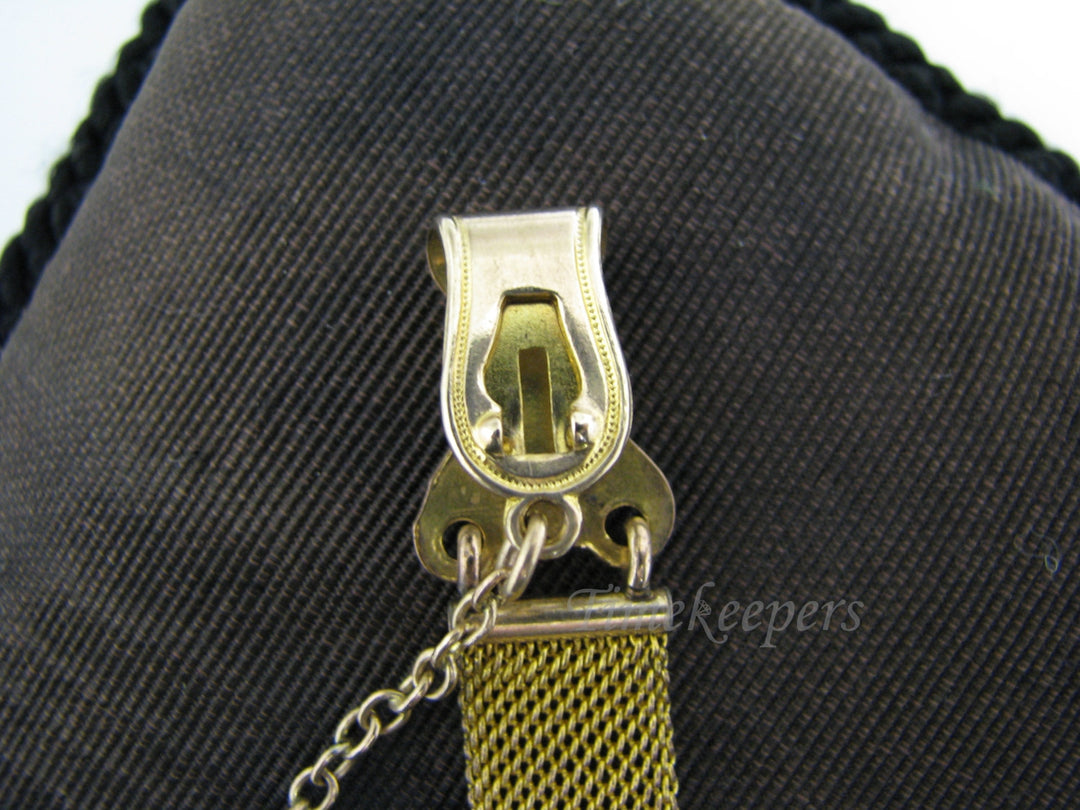 c338 Vintage Pocket Watch Chain and Mesh Fob on a Waist Clip