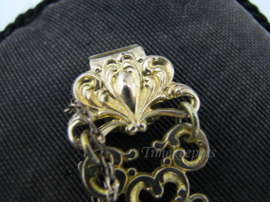 c086 Vintage Pocket Watch Chain Featuring Filigree Links on a Waist Clip