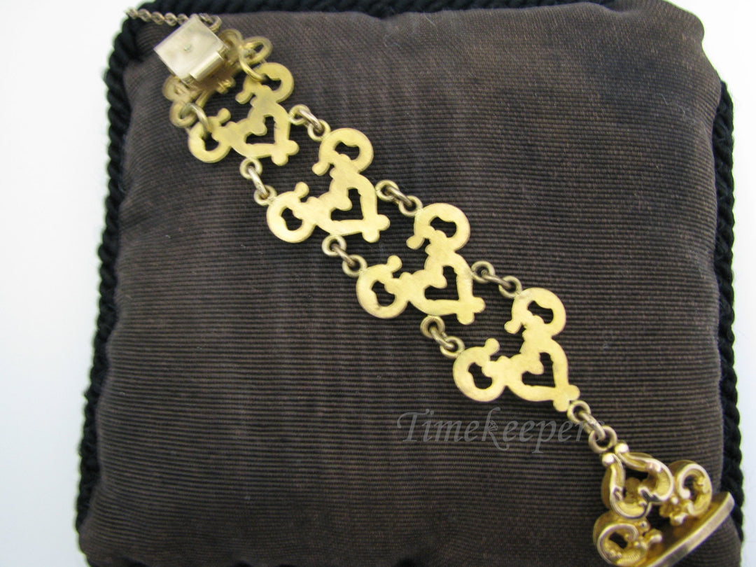 c086 Vintage Pocket Watch Chain Featuring Filigree Links on a Waist Clip