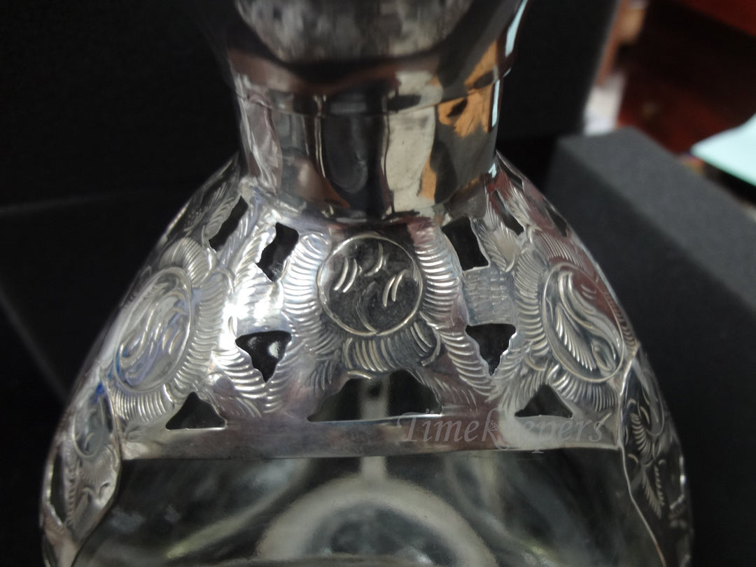 c595 Haig Dimple Pinch Bottle With Sterling Overlay