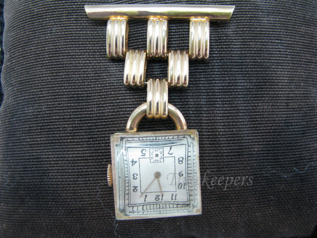 c144 Vintage Bruk Watch Co. Lapel Watch with Art Deco Style Watch Pin