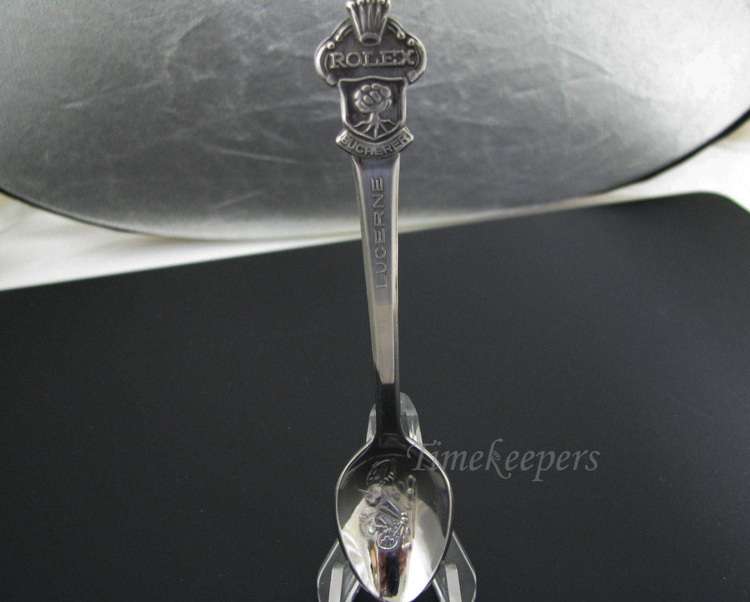 a302 Vintage Collectible Silver Tone Rolex Lucerne Souvenier Spoon CB