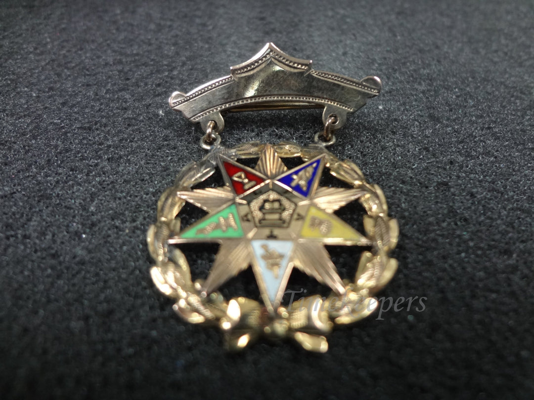 a1112 Vintage Eastern Star Lapel Pin Gold Filled Past Patron's Medal