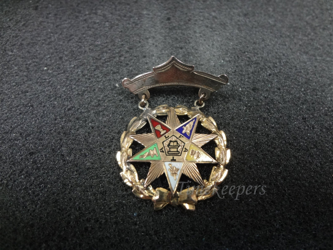a1112 Vintage Eastern Star Lapel Pin Gold Filled Past Patron's Medal