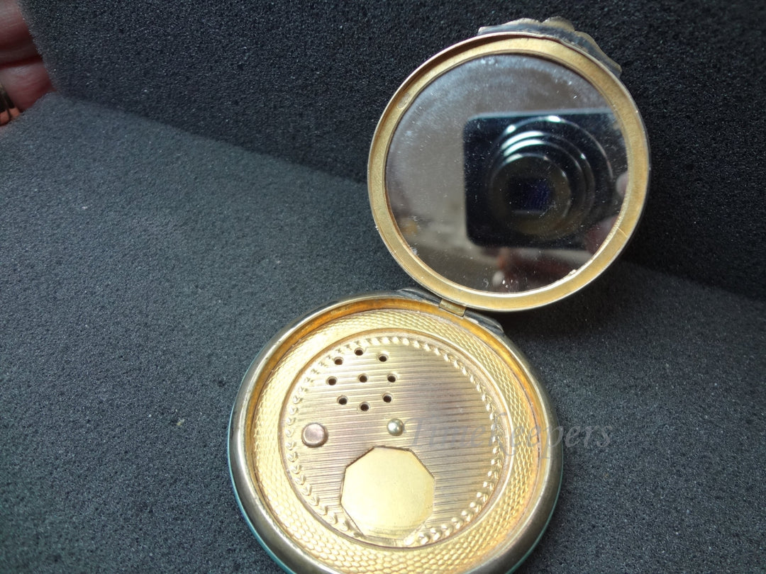a862 Vintage 1900's Guilloche Enamel Compact