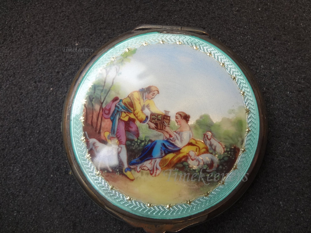 a862 Vintage 1900's Guilloche Enamel Compact
