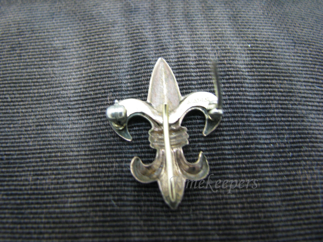 c214 Fleur de Lis Vintage Lapel Watch Pin - Gold Filled