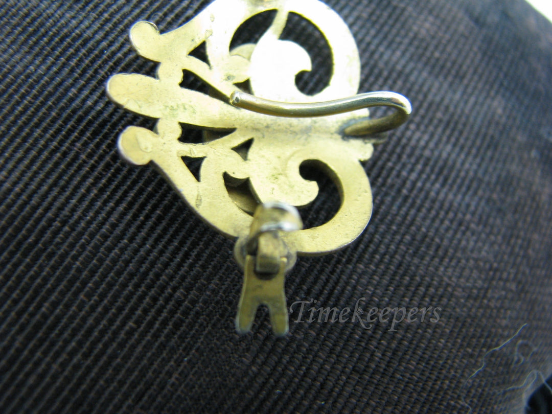 c234 Vintage Filigree Lapel Watch Pin - Gold Filled