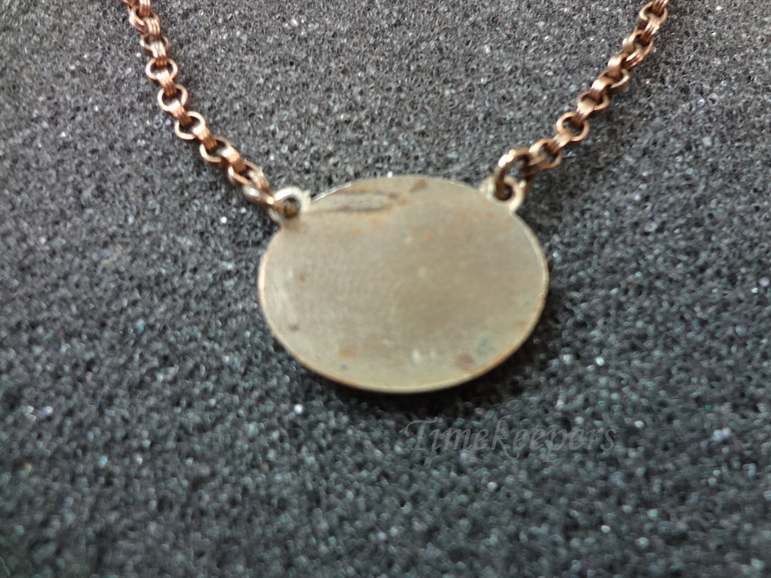 b009 Vintage Tie Bar with Chain and Small Engraved Medallion