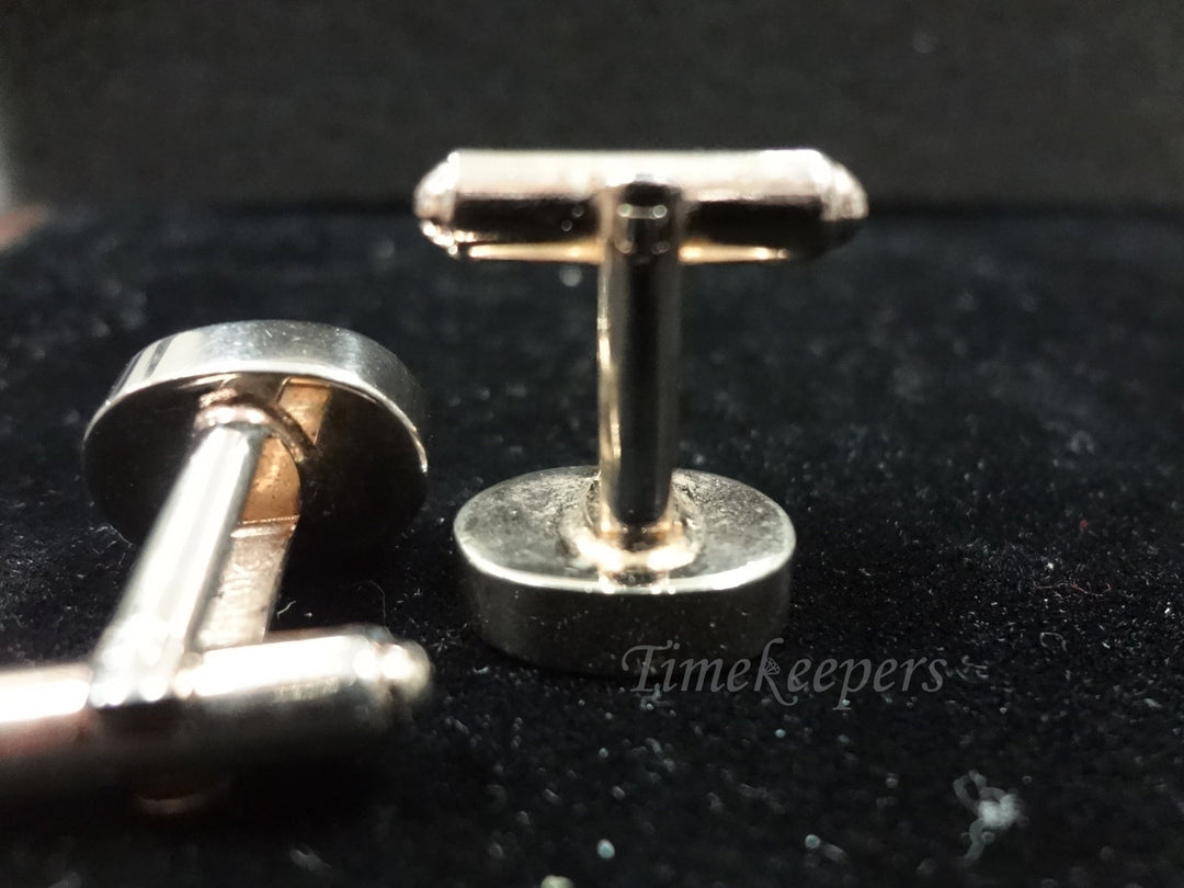 c068 Handsome Vintage Hickok Silver tone Oval Cuff links