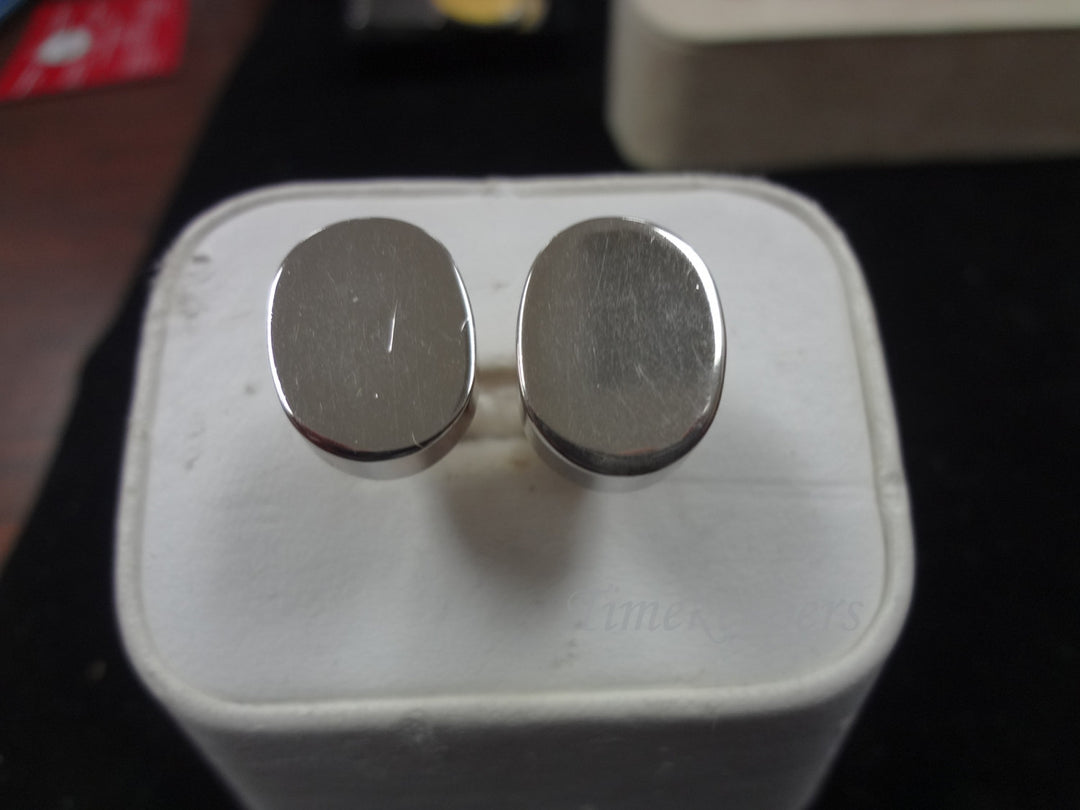 c068 Handsome Vintage Hickok Silver tone Oval Cuff links